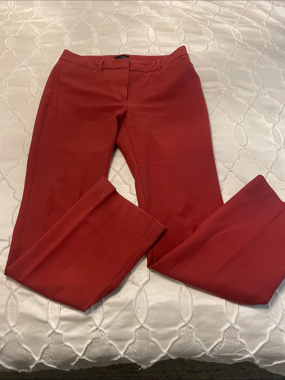 White House Black Market Slim Straight Red/orange Trousers